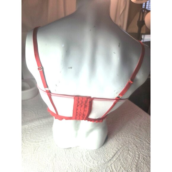 Auden Red Lace Underwire Bra*Bustier*Back Closure*Sissy*Femboy*Cosplay*XL*EUC - Picture 3 of 10